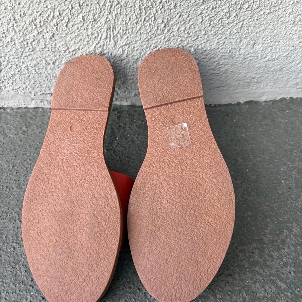 NWOB Madewell The Boardwalk Post Slide Sandal Red Size 7.5 Vacation Resortwear - Picture 7 of 8